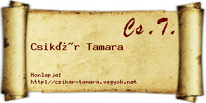 Csikár Tamara névjegykártya